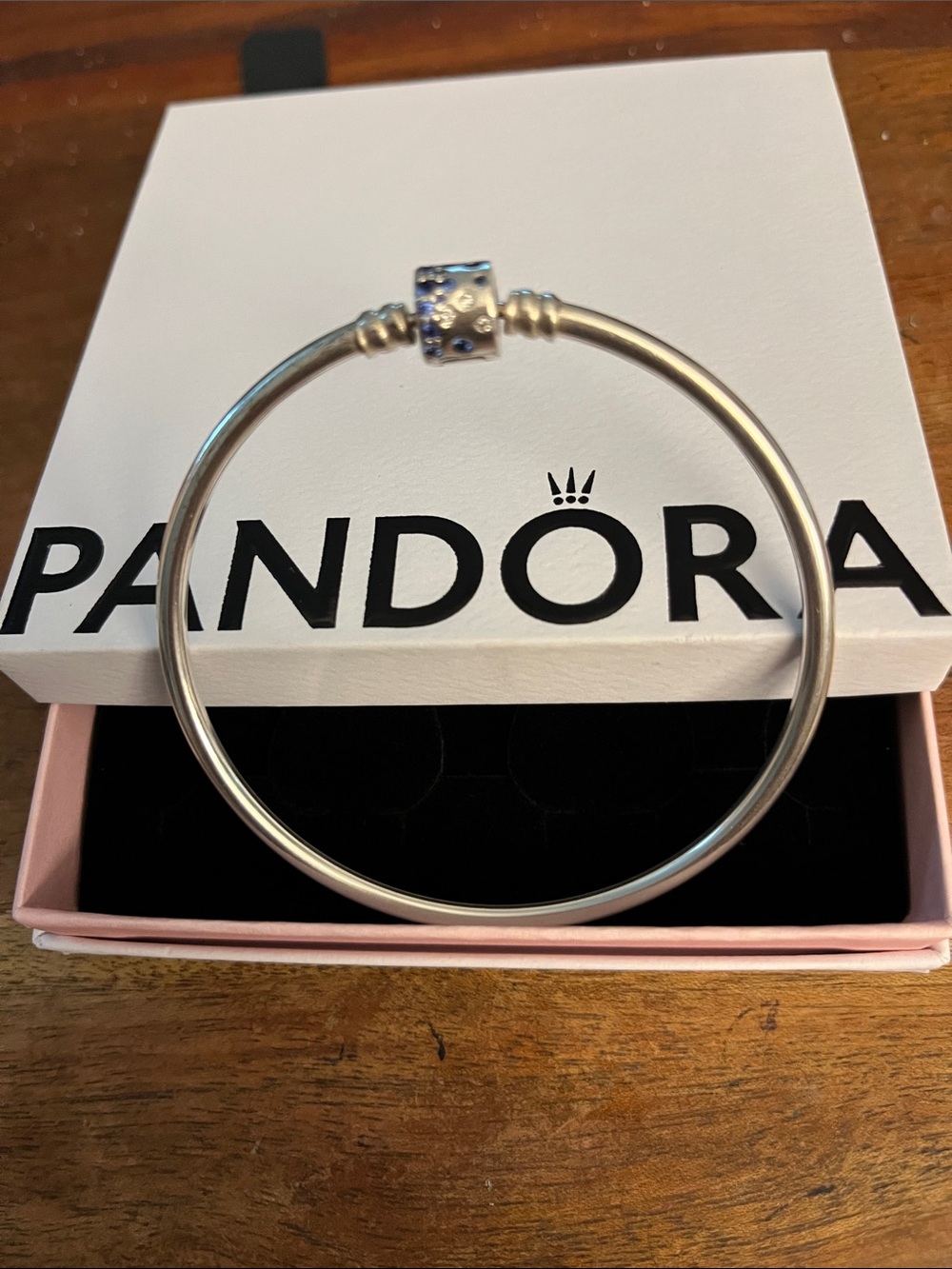 Pandora Silver Bangle Bracelet with Decorative Clasp